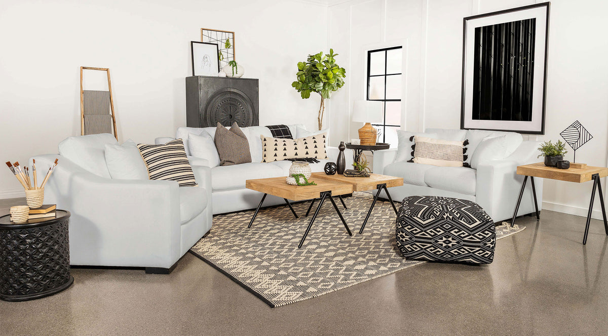 Ashlyn Sloped Arm Sofa, Loveseat & Accent Chair - White Textured Fabric with Pocket Coil Seating – view 17