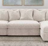 Blaine Reversible Chaise Sectional & Armless Chair - Sand Wide-Wale Corduroy with Down-Like Fill - lifestyle