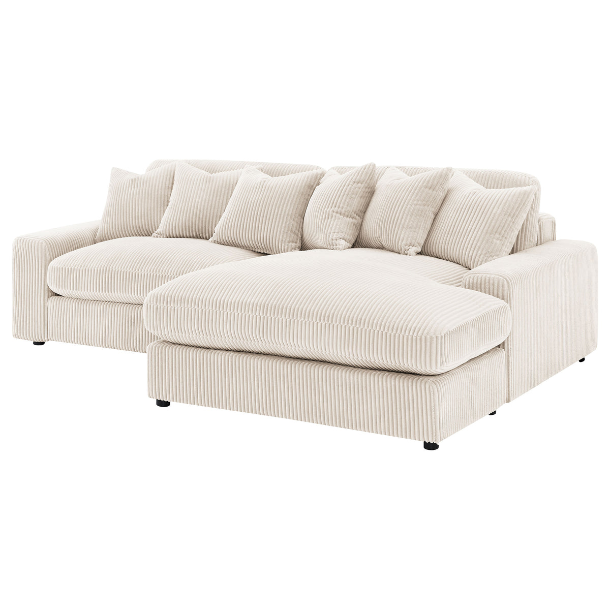 Blaine Reversible Chaise Sectional & Armless Chair - Sand Wide-Wale Corduroy with Down-Like Fill – view 7