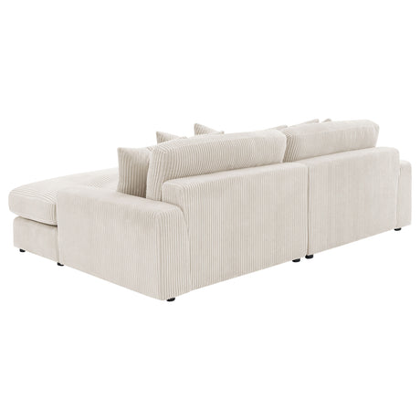 Blaine Reversible Chaise Sectional & Armless Chair - Sand Wide-Wale Corduroy with Down-Like Fill – view 8