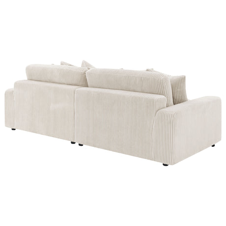 Blaine Reversible Chaise Sectional & Armless Chair - Sand Wide-Wale Corduroy with Down-Like Fill – view 9
