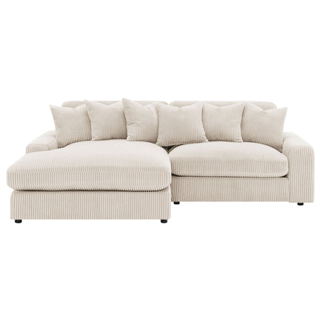 Blaine Reversible Chaise Sectional & Armless Chair - Sand Wide-Wale Corduroy with Down-Like Fill – view 11