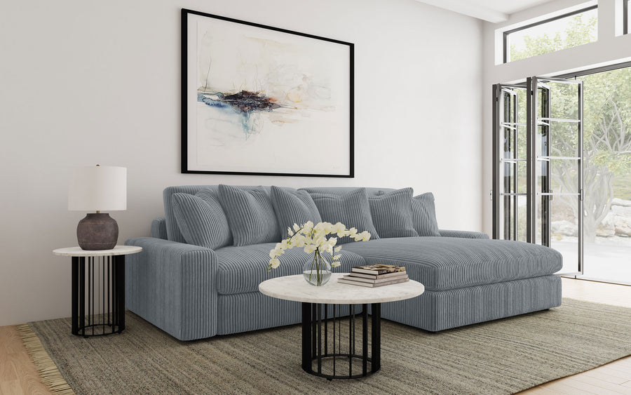 Blaine Reversible Chaise Sectional & Armless Chair - Fog Wide-Wale Corduroy, Modular Living Room Seating