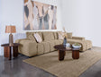 Octavia Grid-Tufted Sectional Chaise Sofa, Accent Chair & Ottoman - Mid-Century Inspired Camel Upholstery – view 1