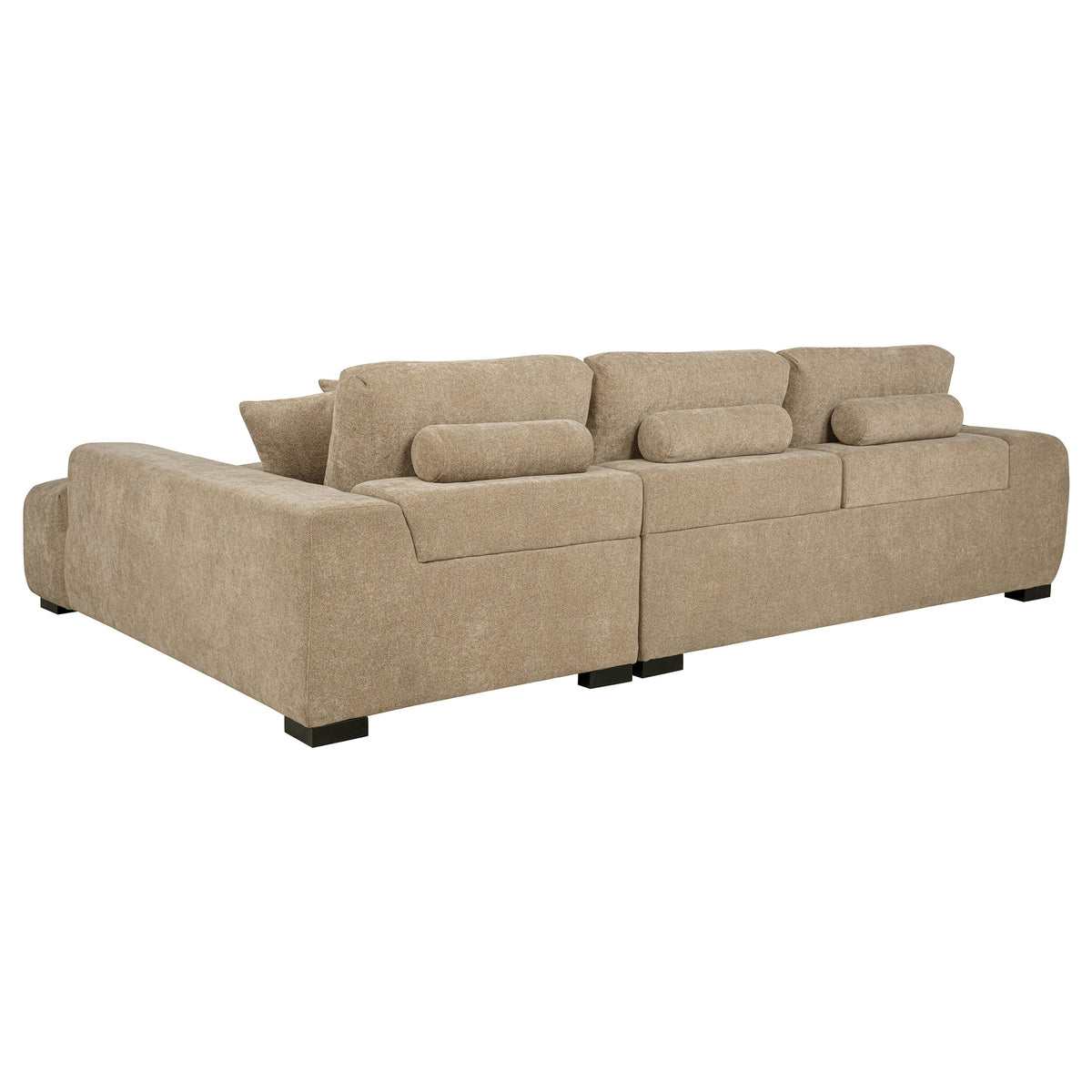 Octavia Grid-Tufted Sectional Chaise Sofa, Accent Chair & Ottoman - Mid-Century Inspired Camel Upholstery – view 8