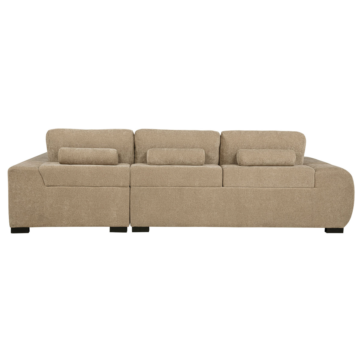 Octavia Grid-Tufted Sectional Chaise Sofa, Accent Chair & Ottoman - Mid-Century Inspired Camel Upholstery – view 9
