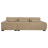 Octavia Grid-Tufted Sectional Chaise Sofa, Accent Chair & Ottoman - Mid-Century Inspired Camel Upholstery – view 9