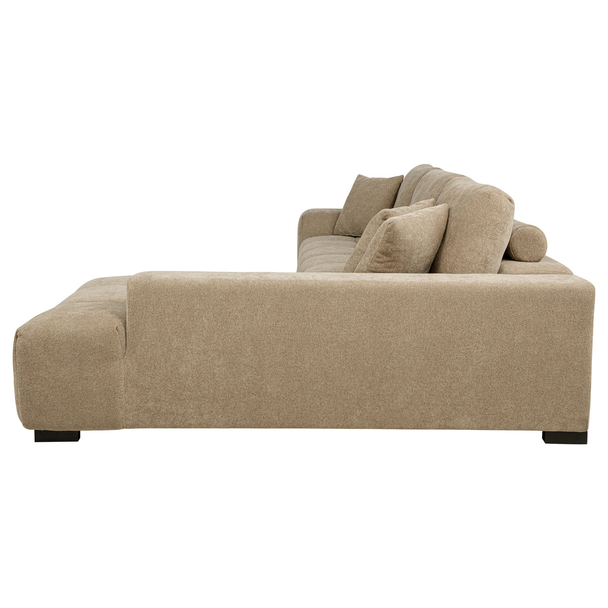 Octavia Grid-Tufted Sectional Chaise Sofa, Accent Chair & Ottoman - Mid-Century Inspired Camel Upholstery – view 10