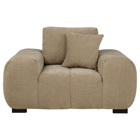 Octavia Grid-Tufted Sectional Chaise Sofa, Accent Chair & Ottoman - Mid-Century Inspired Camel Upholstery – view 15