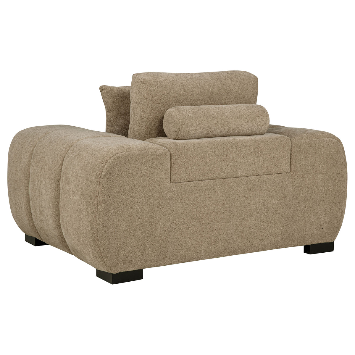 Octavia Grid-Tufted Sectional Chaise Sofa, Accent Chair & Ottoman - Mid-Century Inspired Camel Upholstery – view 16
