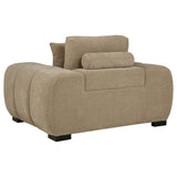Octavia Grid-Tufted Sectional Chaise Sofa, Accent Chair & Ottoman - Mid-Century Inspired Camel Upholstery – view 16