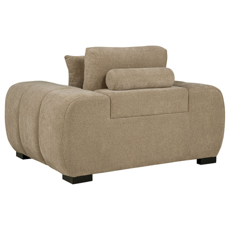 Octavia Grid-Tufted Sectional Chaise Sofa, Accent Chair & Ottoman - Mid-Century Inspired Camel Upholstery – view 16