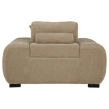Octavia Grid-Tufted Sectional Chaise Sofa, Accent Chair & Ottoman - Mid-Century Inspired Camel Upholstery – view 17