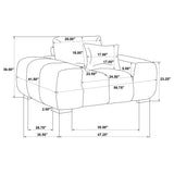 Octavia Grid-Tufted Sectional Chaise Sofa, Accent Chair & Ottoman - Mid-Century Inspired Camel Upholstery – view 20