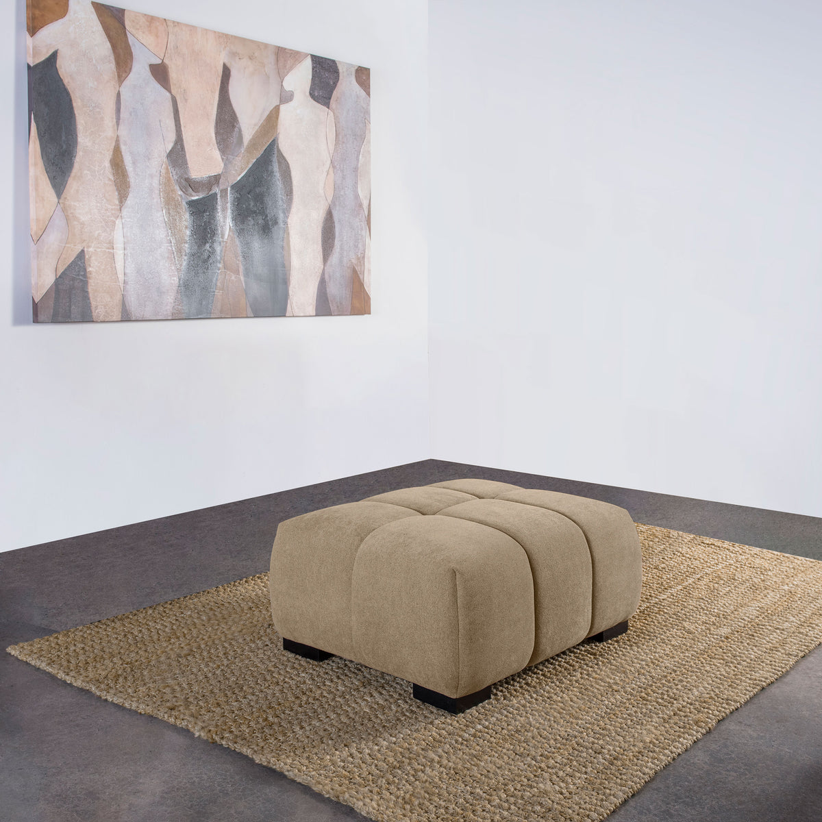 Octavia Grid-Tufted Sectional Chaise Sofa, Accent Chair & Ottoman - Mid-Century Inspired Camel Upholstery – view 3