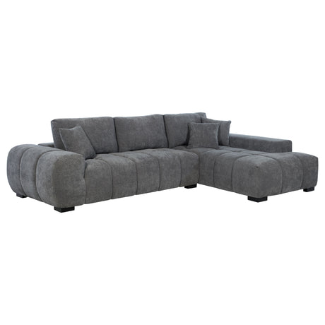 Octavia Grid-Tufted Sectional Sofa with Chaise, Oversized Chair & Ottoman - Sectional with Right-Side Chaise