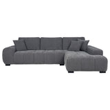 Octavia Grid-Tufted Sectional Sofa with Chaise, Oversized Chair & Ottoman - Mid-Century Charcoal Grey – view 7