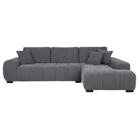 Octavia Grid-Tufted Sectional Sofa with Chaise, Oversized Chair & Ottoman - Mid-Century Charcoal Grey – view 7