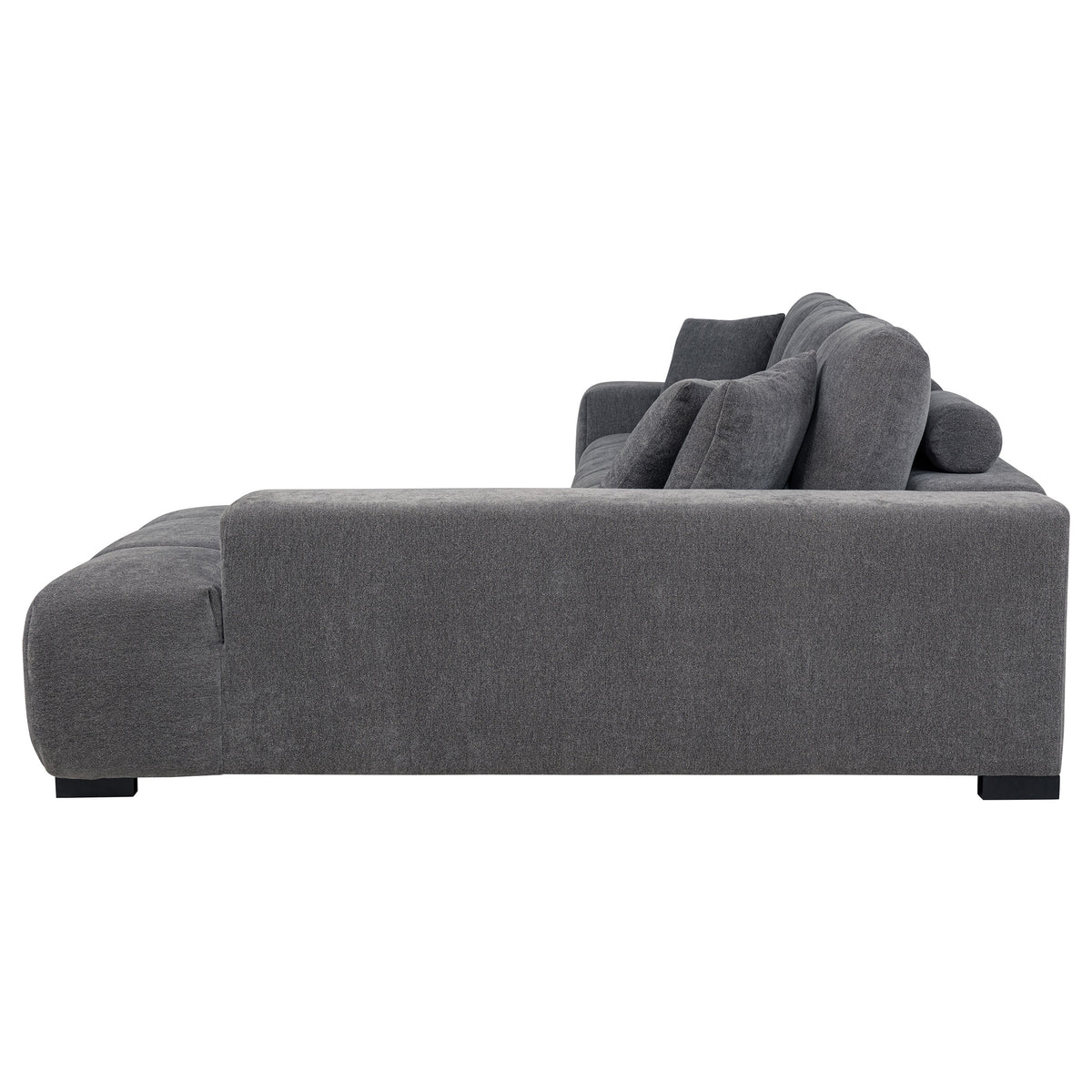 Octavia Grid-Tufted Sectional Sofa with Chaise, Oversized Chair & Ottoman - Mid-Century Charcoal Grey – view 8