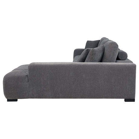 Octavia Grid-Tufted Sectional Sofa with Chaise, Oversized Chair & Ottoman - Mid-Century Charcoal Grey – view 8
