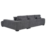 Octavia Grid-Tufted Sectional Sofa with Chaise, Oversized Chair & Ottoman - Mid-Century Charcoal Grey – view 9
