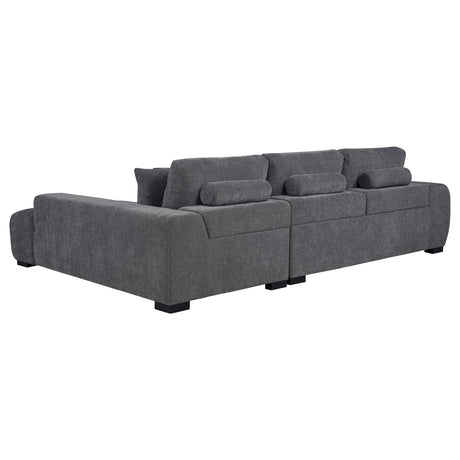 Octavia Grid-Tufted Sectional Sofa with Chaise, Oversized Chair & Ottoman - Mid-Century Charcoal Grey – view 9
