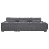 Octavia Grid-Tufted Sectional Sofa with Chaise, Oversized Chair & Ottoman - Mid-Century Charcoal Grey – view 10