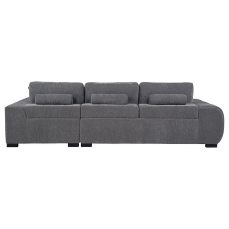 Octavia Grid-Tufted Sectional Sofa with Chaise, Oversized Chair & Ottoman - Mid-Century Charcoal Grey – view 10