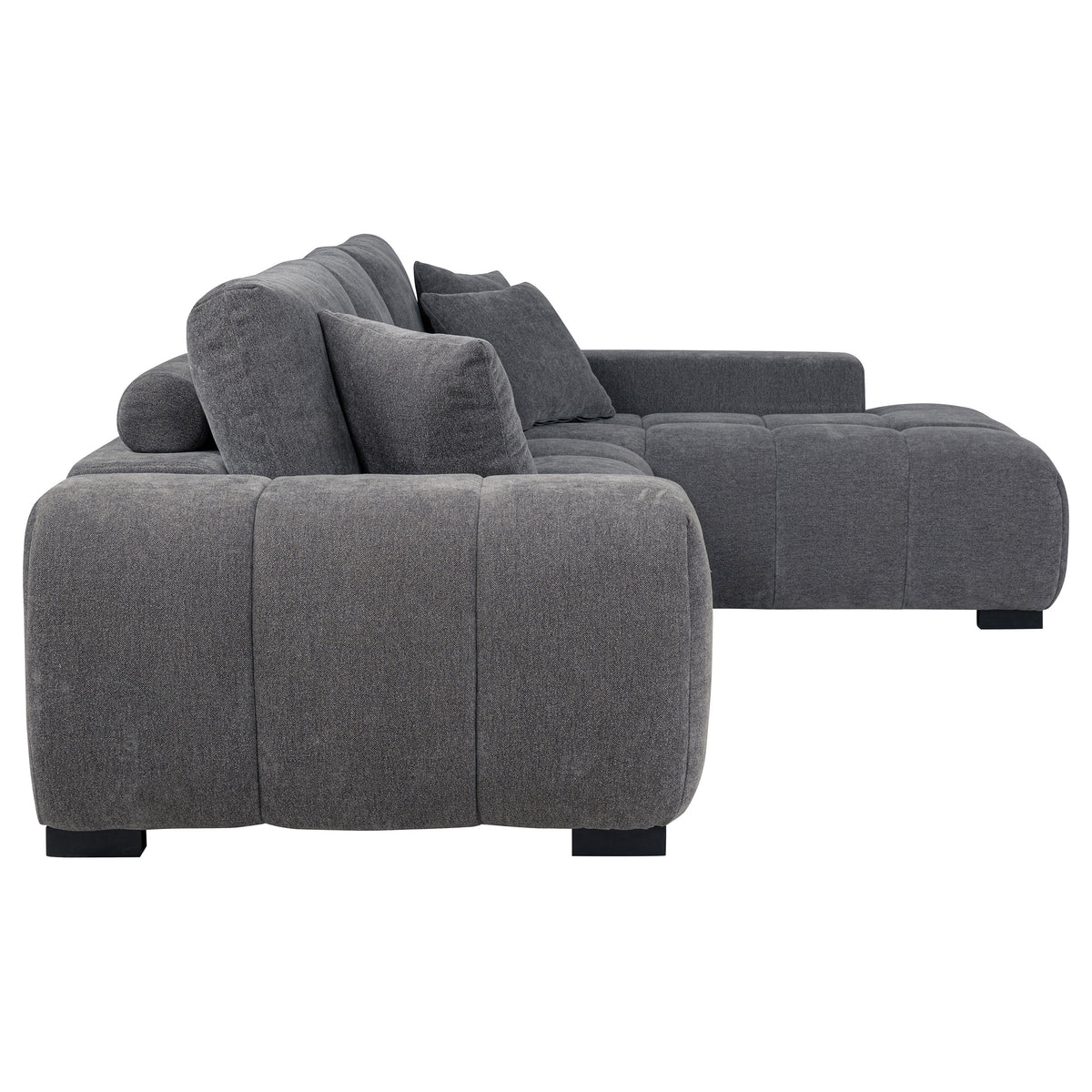 Octavia Grid-Tufted Sectional Sofa with Chaise, Oversized Chair & Ottoman - Mid-Century Charcoal Grey – view 11