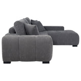 Octavia Grid-Tufted Sectional Sofa with Chaise, Oversized Chair & Ottoman - Mid-Century Charcoal Grey – view 11
