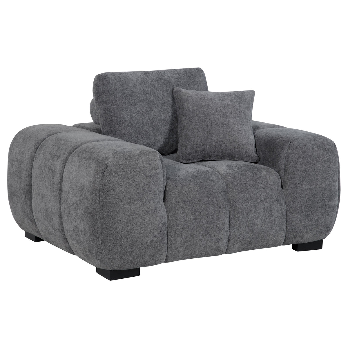 Octavia Grid-Tufted Sectional Sofa with Chaise, Oversized Chair & Ottoman - Oversized Accent Chair with Pillow