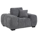 Octavia Grid-Tufted Sectional Sofa with Chaise, Oversized Chair & Ottoman - Oversized Accent Chair with Pillow