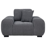 Octavia Grid-Tufted Sectional Sofa with Chaise, Oversized Chair & Ottoman - Mid-Century Charcoal Grey – view 16