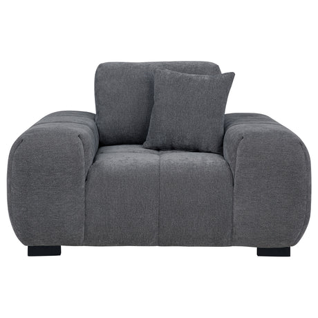 Octavia Grid-Tufted Sectional Sofa with Chaise, Oversized Chair & Ottoman - Mid-Century Charcoal Grey – view 16