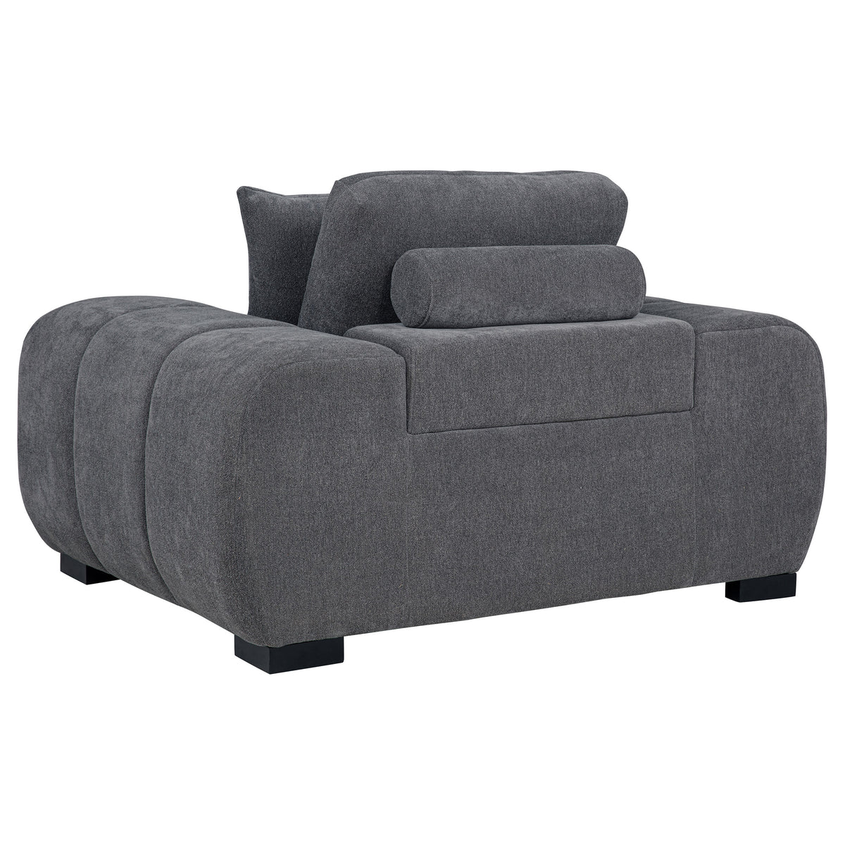 Octavia Grid-Tufted Sectional Sofa with Chaise, Oversized Chair & Ottoman - Mid-Century Charcoal Grey – view 17