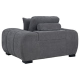 Octavia Grid-Tufted Sectional Sofa with Chaise, Oversized Chair & Ottoman - Mid-Century Charcoal Grey – view 17