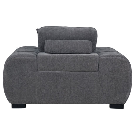 Octavia Grid-Tufted Sectional Sofa with Chaise, Oversized Chair & Ottoman - Mid-Century Charcoal Grey – view 18
