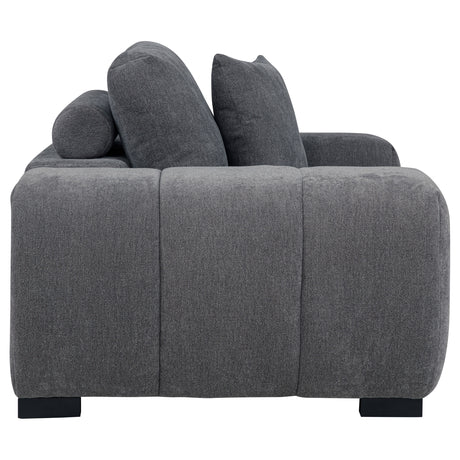 Octavia Grid-Tufted Sectional Sofa with Chaise, Oversized Chair & Ottoman - Mid-Century Charcoal Grey – view 19