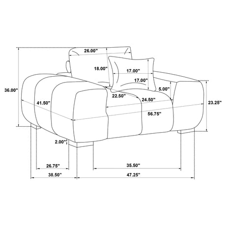 Octavia Grid-Tufted Sectional Sofa with Chaise, Oversized Chair & Ottoman – View 21