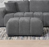 Octavia Grid-Tufted Sectional Sofa with Chaise, Oversized Chair & Ottoman - Mid-Century Charcoal Grey - lifestyle