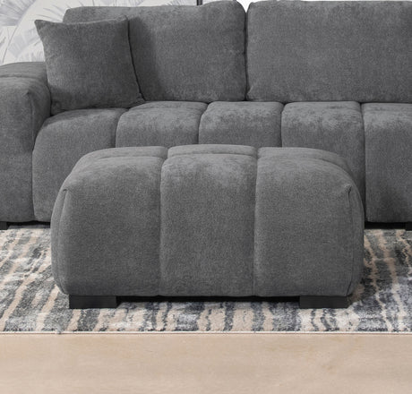 Octavia Grid-Tufted Sectional Sofa with Chaise, Oversized Chair & Ottoman - Mid-Century Charcoal Grey - lifestyle