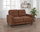 Bowen II Track Arm Sofa, Loveseat & Chair - Grid-Tufted Rust Fabric with Cord Welt Trim – view 2