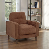Bowen II Track Arm Sofa, Loveseat & Chair - Grid-Tufted Rust Fabric with Cord Welt Trim - lifestyle