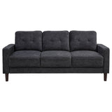 Bowen II Track Arm Sofa, Loveseat & Chair - Grid-Tufted Steel Grey Fabric Living Room Sets – view 9