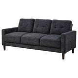 Bowen II Track Arm Sofa, Loveseat & Chair - Grid-Tufted Steel Grey Fabric Living Room Sets – view 10