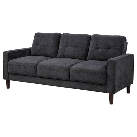 Bowen II Track Arm Sofa, Loveseat & Chair - Grid-Tufted Steel Grey Fabric Living Room Sets – view 10