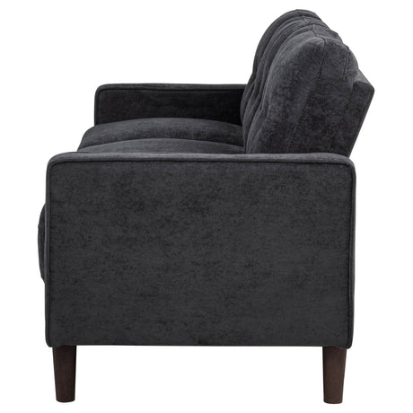 Bowen II Track Arm Sofa, Loveseat & Chair - Grid-Tufted Steel Grey Fabric Living Room Sets – view 11