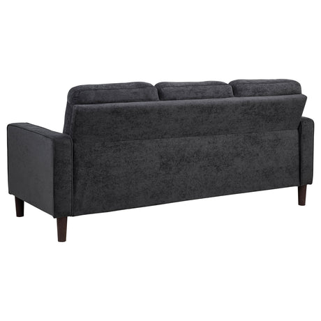 Bowen II Track Arm Sofa, Loveseat & Chair - Grid-Tufted Steel Grey Fabric Living Room Sets – view 12