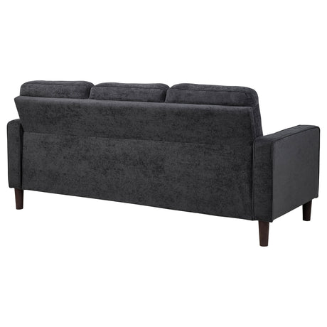 Bowen II Track Arm Sofa, Loveseat & Chair - Grid-Tufted Steel Grey Fabric Living Room Sets – view 13