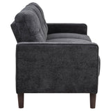 Bowen II Track Arm Sofa, Loveseat & Chair - Grid-Tufted Steel Grey Fabric Living Room Sets – view 14